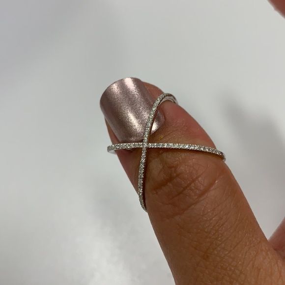X micropaved diamond saintly minimalist ring - Picture 6 of 12
